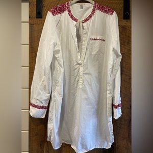 J. Crew 100% Cotton Shirt / Dress with Cute Embroidery Size XL
